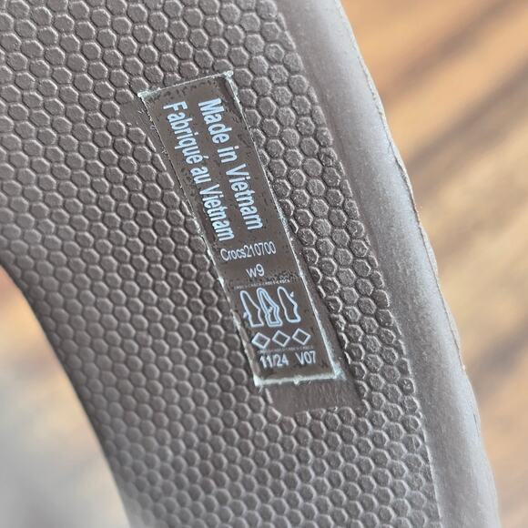 Crocs Sandals Womens 9 Taupe Groove Thong Slip On Platform Comfort Flip Flops - Picture 8 of 8